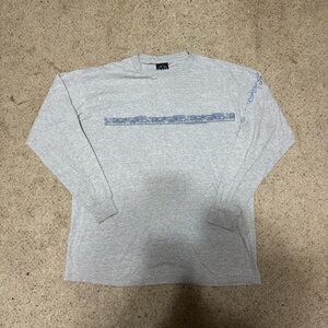 Maui and Sons Grey Long-Sleeve Crewneck with Blue Graphic